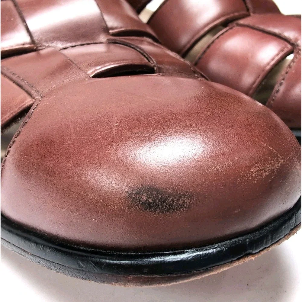 Stafford Woven Leather Fisherman Sandals Mens 13 Brown Closed‎ Toe Buckle Brazil